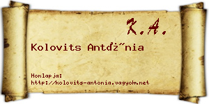 Kolovits Antónia névjegykártya